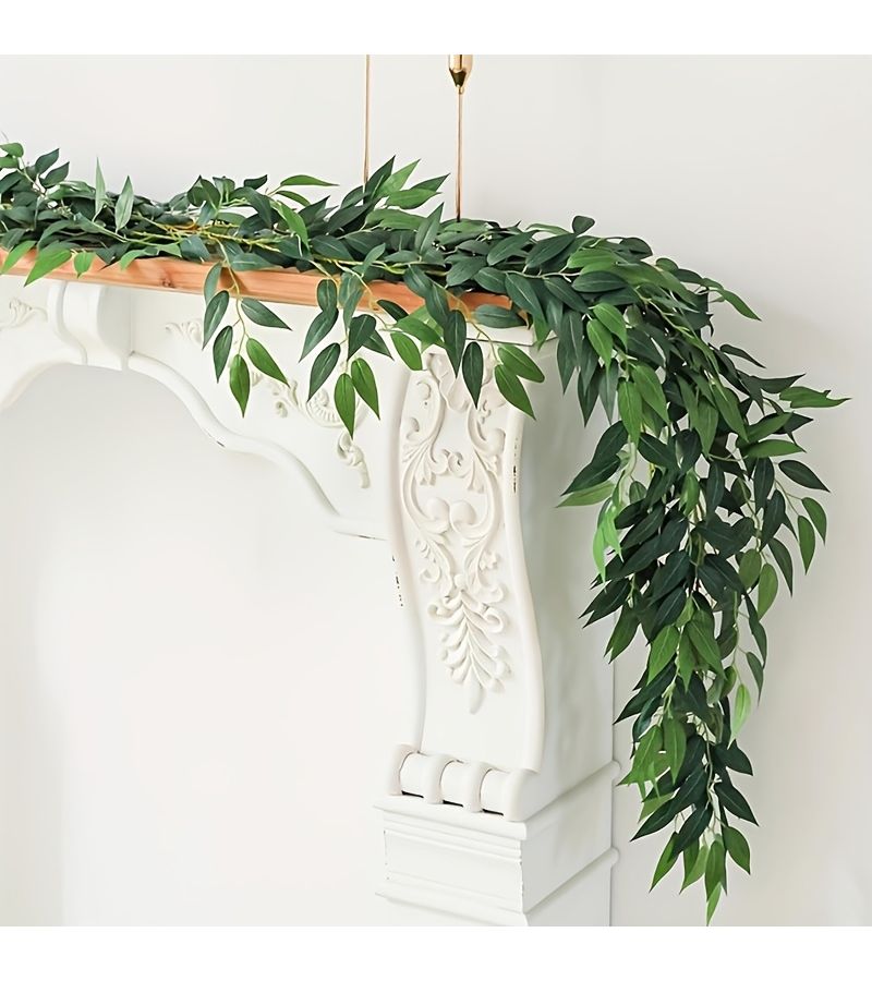 Set Of 3 Artificial Willow Vine Branches 39.37 Inches Long Faux Hanging Plants With Green Leaves For Indoor Outdoor Home Decor Weddings Arches Jungle Theme Birthday Gardens - Image 3