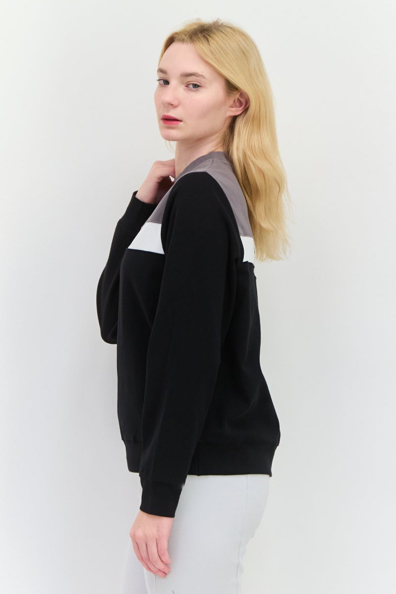 Lyle & Scott Women Crew Neck Embroidered Logo Sweatshirt, Black - Image 2