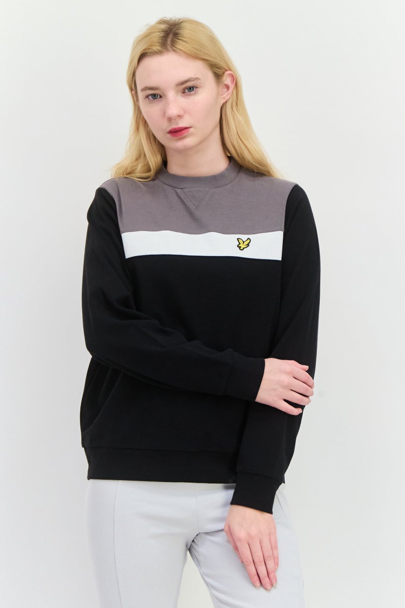 Lyle & Scott Women Crew Neck Embroidered Logo Sweatshirt, Black - Image 1