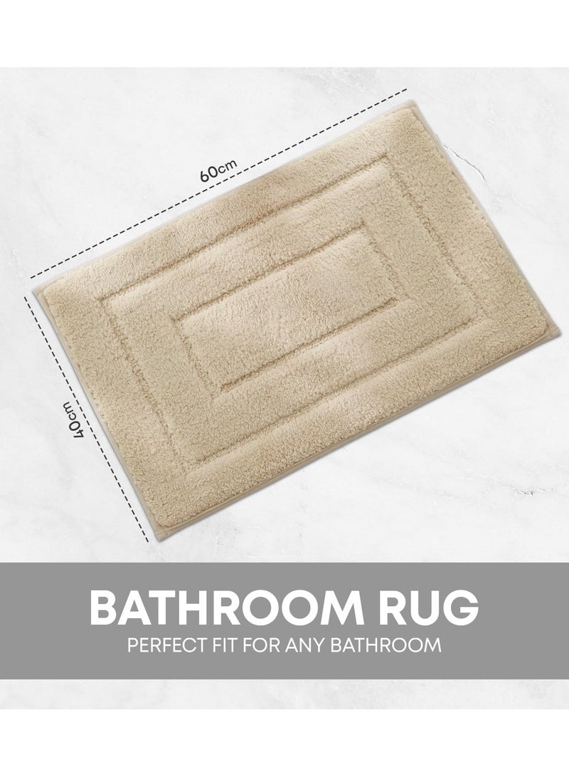 الروهيت طقم بساط حمام مكون من قطعتين، بساط حمام قابل للغسل، بساط هندسي رقيق مقاوم للبقع، بساط حمام ماص، بساط باب، بساط أرضي مضاد للانزلاق للحمام والمدخل، بيج - Image 2