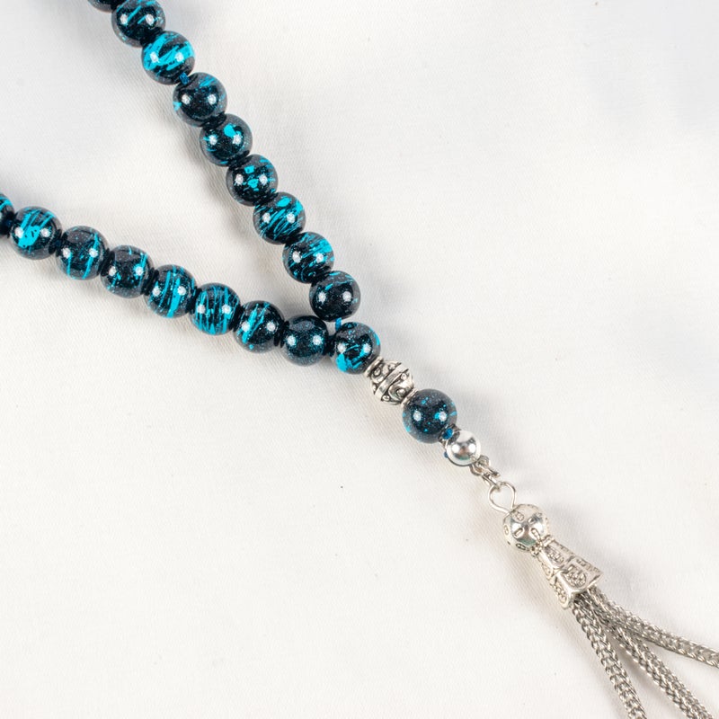 Black Blue Alabaster Stone Prayer Bead of 33 Beads - Image 3