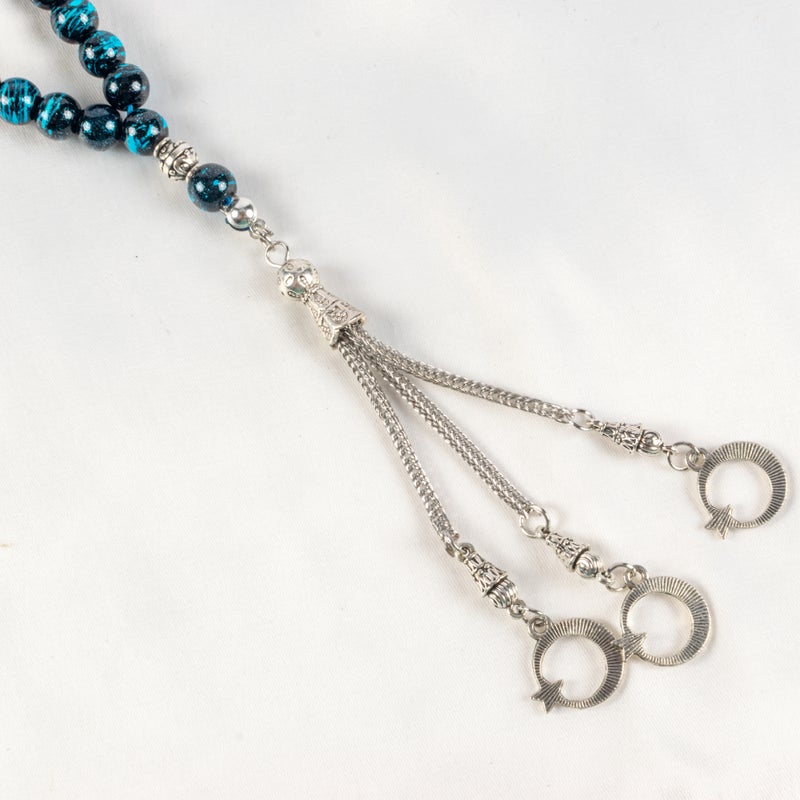 Black Blue Alabaster Stone Prayer Bead of 33 Beads - Image 2