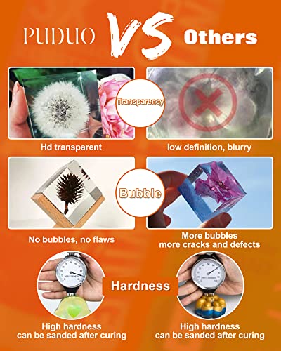 Puduo Epoxy Resin Crystal Clear Kit, Super Anti-Yellowing Craft Resin Epoxy 32OZ(16OZ Resin and 16OZ Hardener) for Art, Jewelry Making, Casting, Silicone Molds,Craft,Pigment by Puduo - Image 2