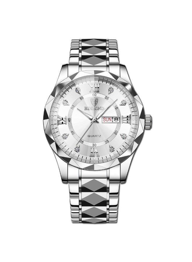 Men's Business-Style Dual Calendar Luminous Waterproof Quartz Watch