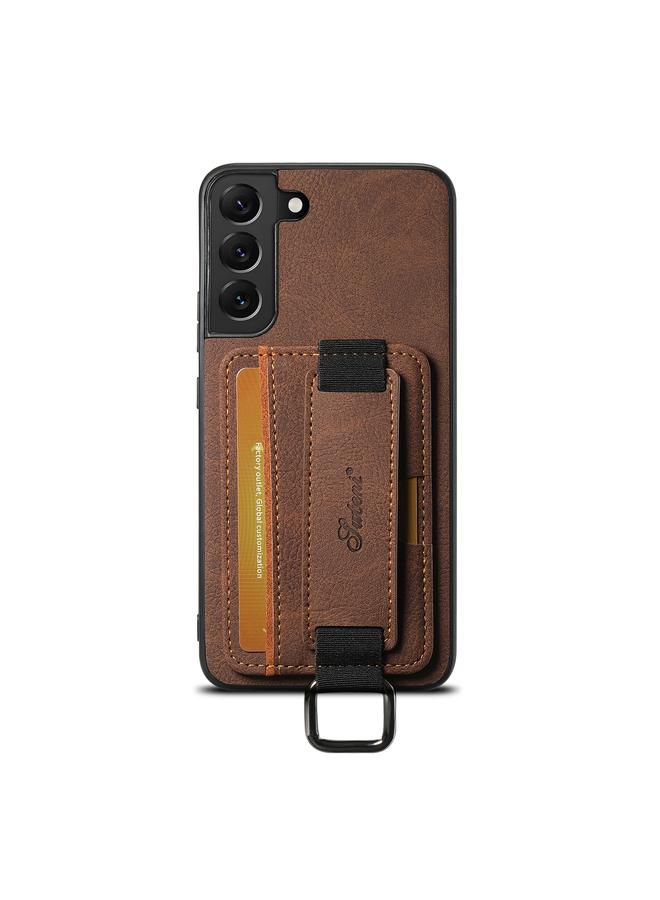 Suteni Case For Samsung Galaxy S23+ 5G H13 Litchi Leather Wrist Strap Wallet Back Phone Case - Image 1