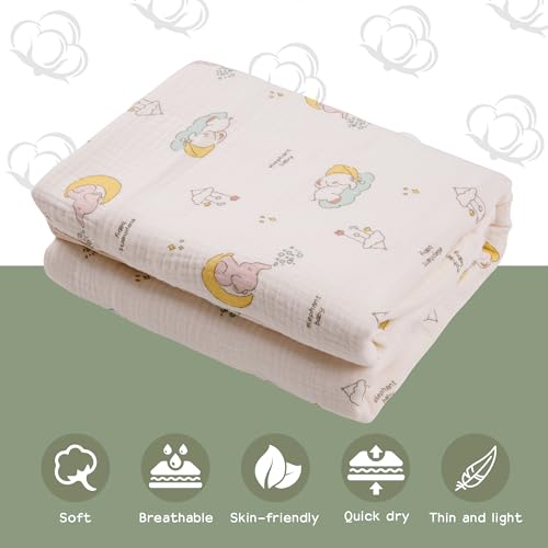 REMASS Hooded Towel Muslin Hooded Towel Made from Organic Cotton 6-Layer Cotton Bath Towel, Soft Bath Towels 25x51inches for Toddler Baby (Splashing Elephant) - Image 4