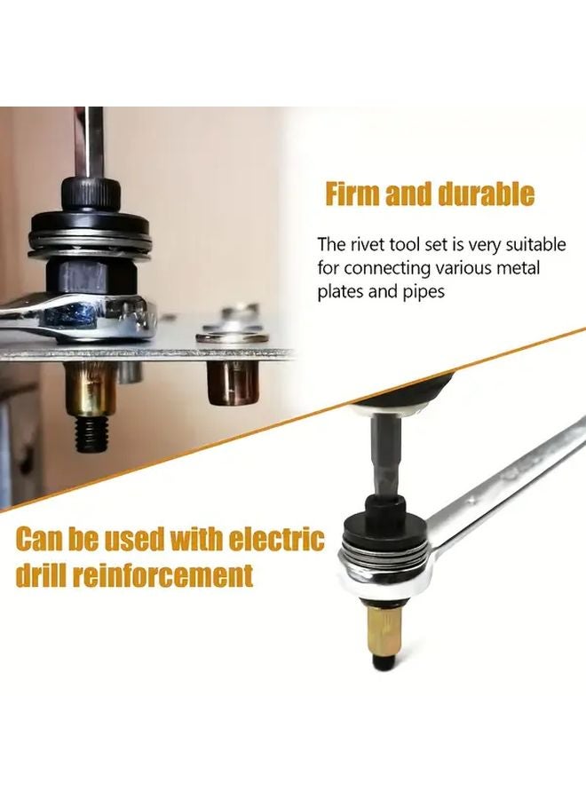 7PCS Manual Rivet Gun Set Heavy Duty Ergonomic Handheld Nut Tool for Metalworkers - Image 5