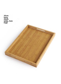 NIBEMINENT Bamboo and Wooden Tray Catering Barbecue Tray Portable Rectangular Household Dinner Plate Bread and Pastry Plate ins Japanese Tray Handle 35*25*4cm 