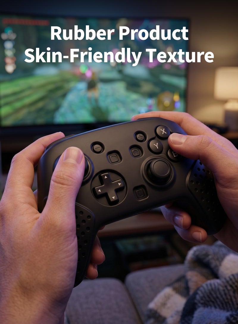 Pxnest Protective Case for Switch 2 PRO Controller, Black Soft Silicone Cover, Anti-Scratch Shockproof - Image 3