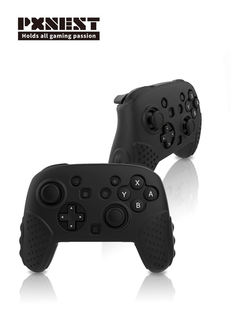 Pxnest Protective Case for Switch 2 PRO Controller, Black Soft Silicone Cover, Anti-Scratch Shockproof - Image 1