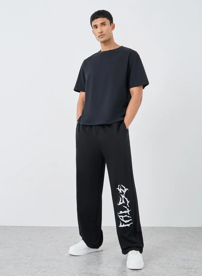 Styli Styli Slogan Back Printed Crew Neck Oversized T-Shirt