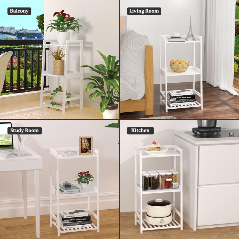 POXAKA 3 Tier Bamboo Bathroom Shelves, Ladder Shelf for Storage, Rustic Home Organizer, Space-Saving Design, Stylish Display Nightstand, Stylish Storage Solution for Home, Living Room, Kitchen - Image 5