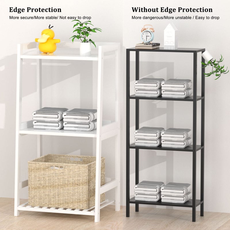 POXAKA 3 Tier Bamboo Bathroom Shelves, Ladder Shelf for Storage, Rustic Home Organizer, Space-Saving Design, Stylish Display Nightstand, Stylish Storage Solution for Home, Living Room, Kitchen - Image 3