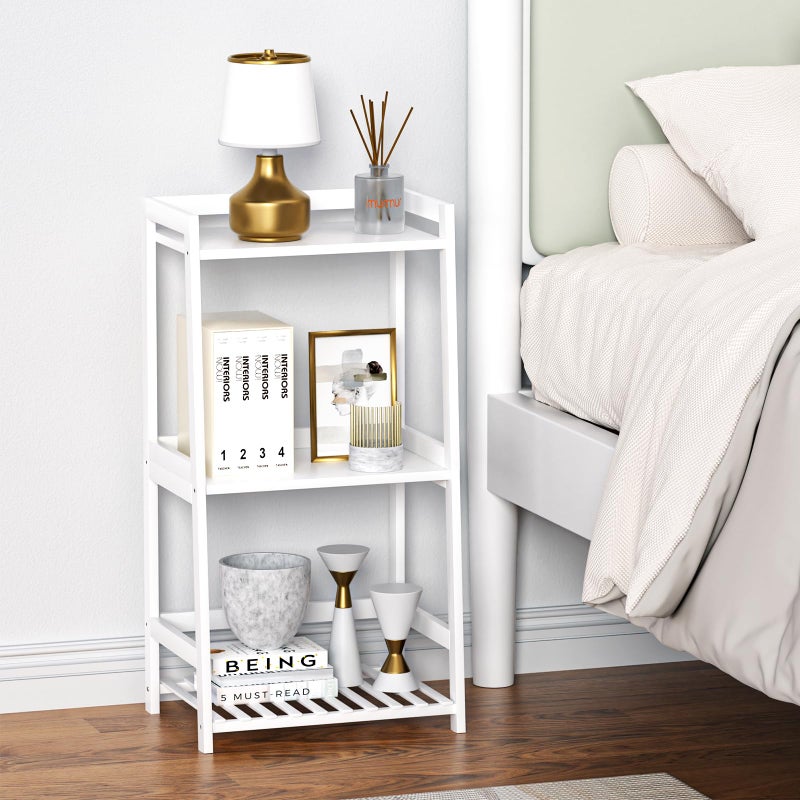 POXAKA 3 Tier Bamboo Bathroom Shelves, Ladder Shelf for Storage, Rustic Home Organizer, Space-Saving Design, Stylish Display Nightstand, Stylish Storage Solution for Home, Living Room, Kitchen - Image 4