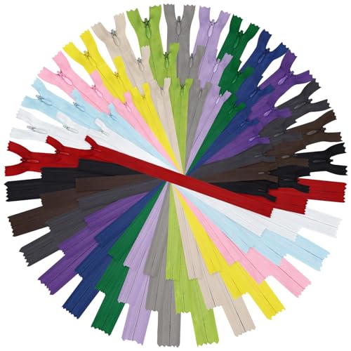 DOITEM Invisible Zipper DOITEM 45pcs 8 Inch 12 Inch 16 Inch Invisible Multicolor Nylon Coil Zippers for Sewing and Crafts 15 Colors - Image 1