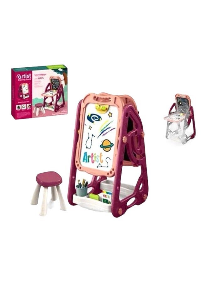 30-piece educational board for children with a small base and chair