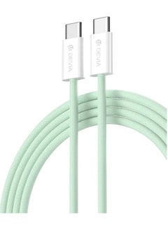 DEVIA Smart Series PD Cable 60W Woven 1M Combatable with all android and iPhone 15 - 16 series  Built-in smart switching chip Nylon braided for better durability  charging and data cable - GREEN MP81 EC325