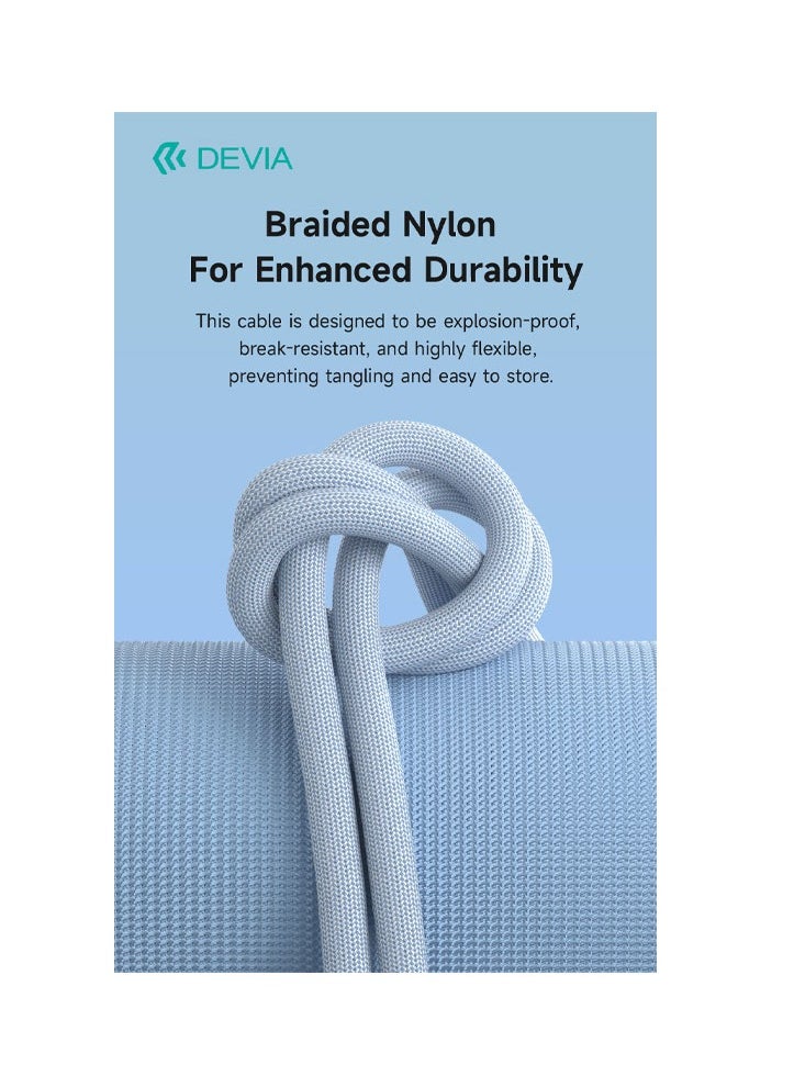devia - DEVIA Smart Series PD Cable 60W Woven 1M Combatable with all android and iPhone 15 - 16 series  Built-in smart switching chip Nylon braided for better durability  charging and data cable - GREEN MP81 EC325 - Image 1