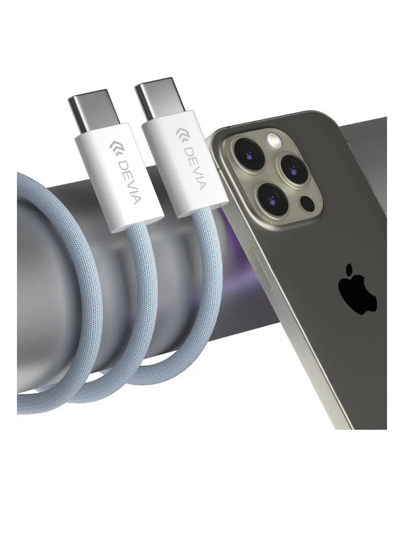 devia - DEVIA Smart Series PD Cable 60W Woven 1M Combatable with all android and iPhone 15 - 16 series  Built-in smart switching chip Nylon braided for better durability  charging and data cable - GREEN MP81 EC325 - Image 1
