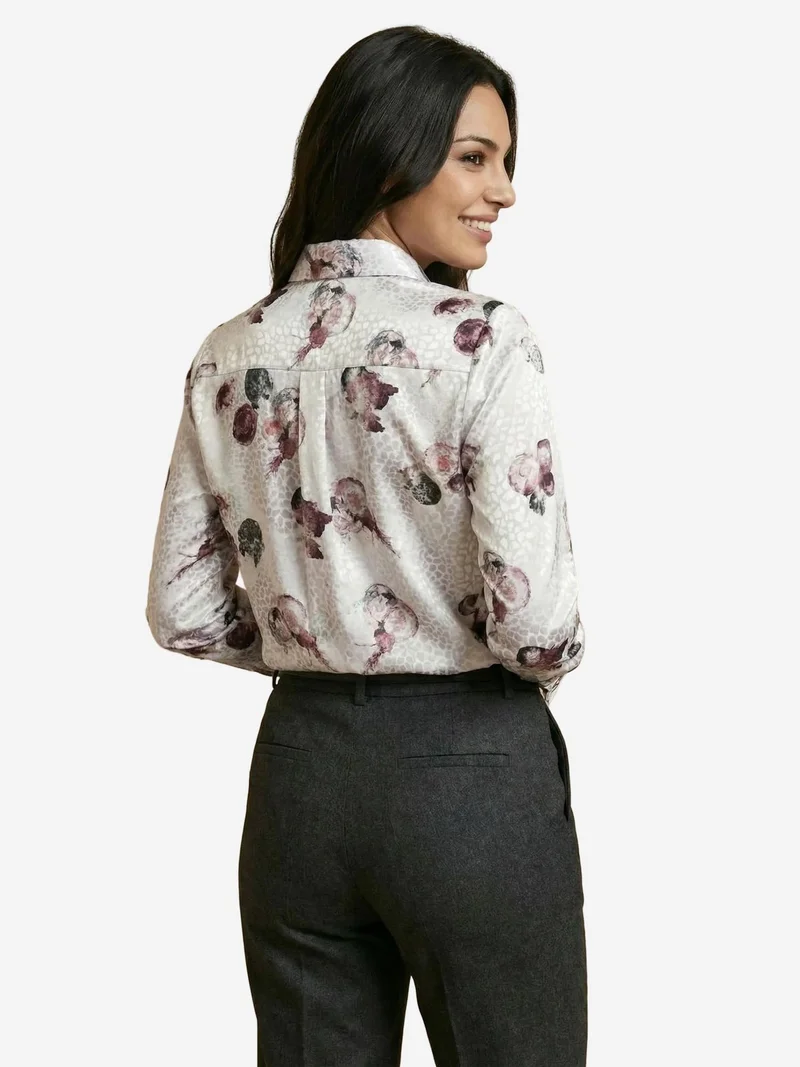 My Fashion White MY FASHION Textured Abstract Printed Shirt with Button Closure for Women | Best Price UAE