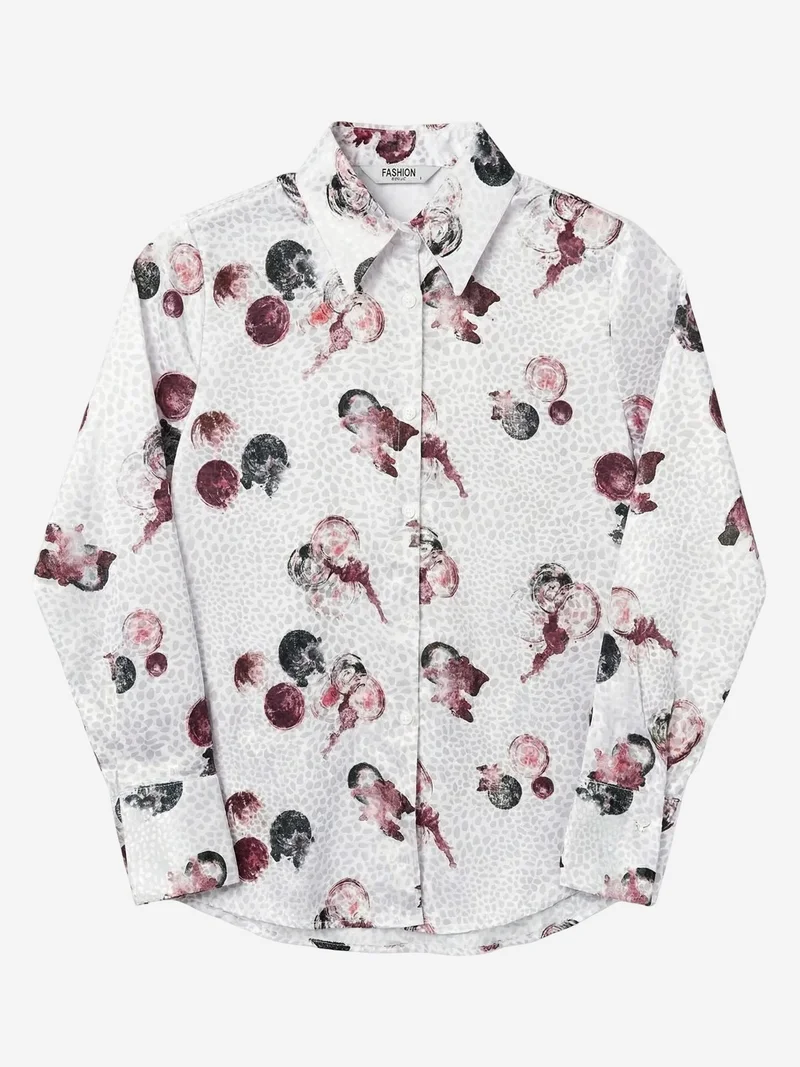 ماي فاشن MY FASHION Textured Abstract Printed Shirt with Button Closure