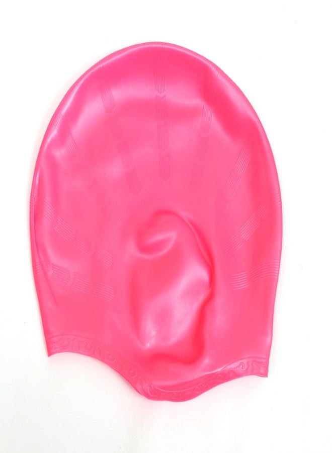 KNK Silicone Swim Cap for Mens & Women with Long Hair, 3D Ear Cover, Nose Clip & Ear Plugs Set (Pink) - Image 3
