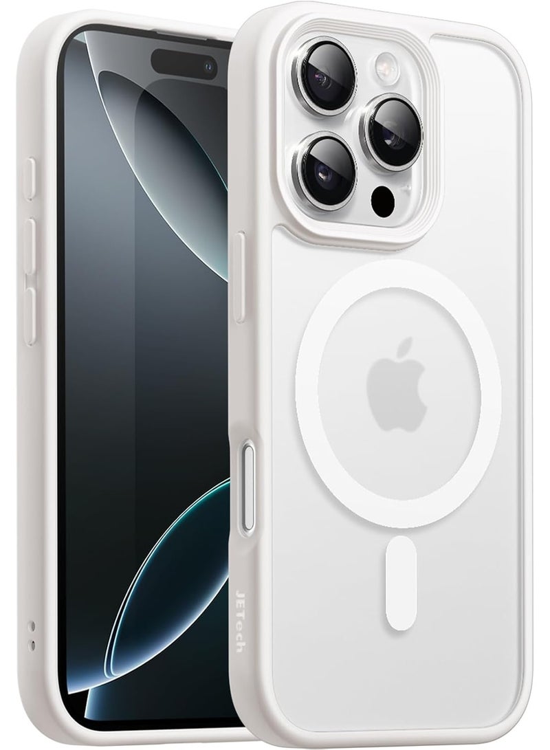 Denx Matte Magnetic case for iPhone 16 Pro Max , High Grade Drop Protection with Shockproof Strip, Translucent Matte Back Phone Case (White) - Image 1