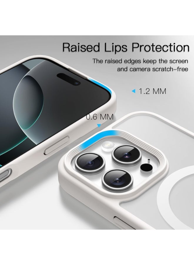 Denx Matte Magnetic case for iPhone 16 Pro Max , High Grade Drop Protection with Shockproof Strip, Translucent Matte Back Phone Case (White) - Image 5
