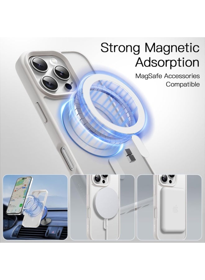 Denx Matte Magnetic case for iPhone 16 Pro Max , High Grade Drop Protection with Shockproof Strip, Translucent Matte Back Phone Case (White) - Image 2