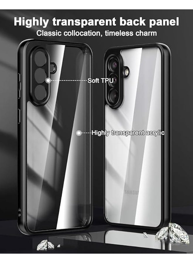 Clear Case for Samsung Galaxy A56: Hard PC Back - Soft TPU Bumper - Not Yellowing - Shockproof Protective Phone Case Slim Fit Thin Cover for Galaxy A56 5G 2025 Black/Clear - Image 3