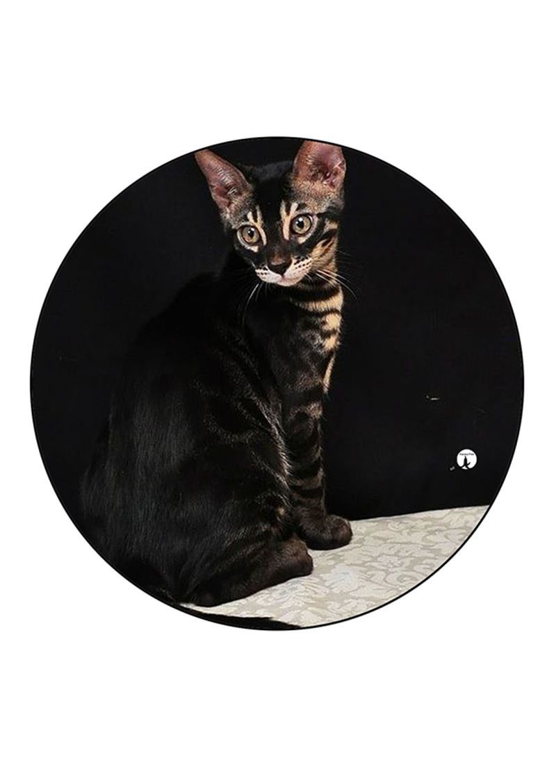 RKN Cat Printed Mouse Pad  Round  Multicolour