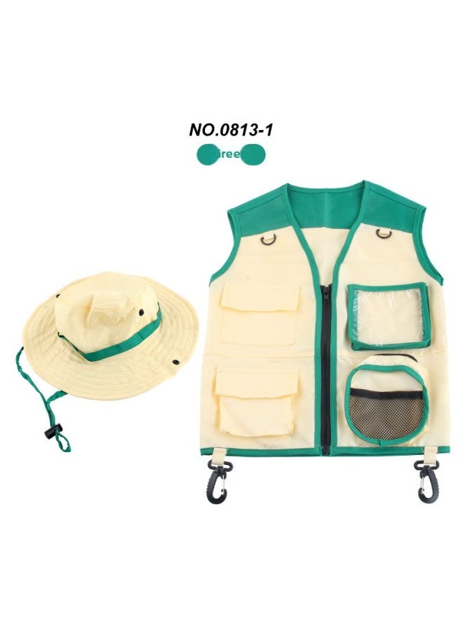 Hot Sale Kids Outdoor Explorer Clothing Vest Hat Kids Camping Equipment Role Play-Color:0813-1 Green Insect Vest 174.6G Volume 0.39kg  - Image 1