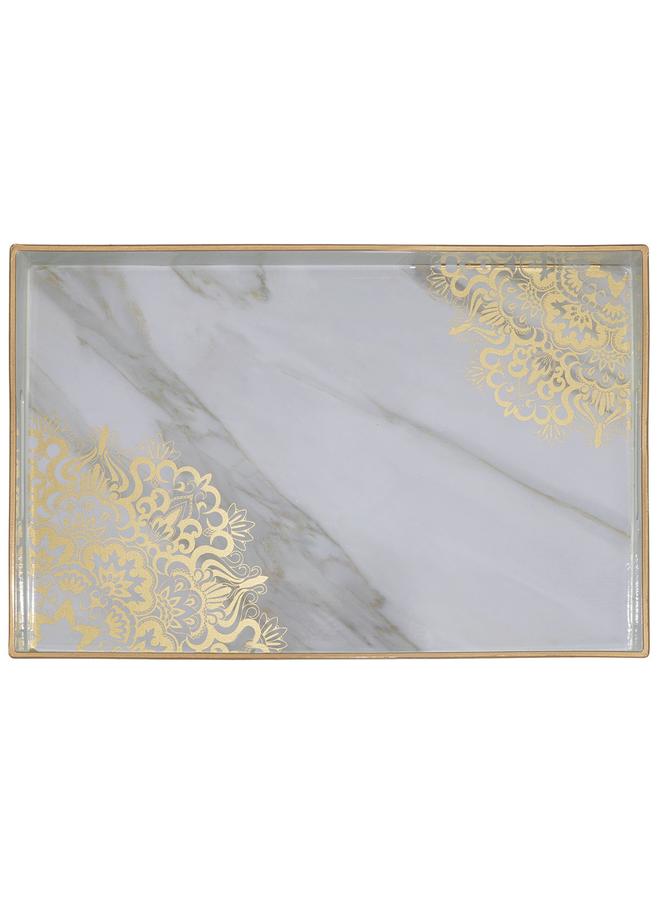 السيف  صينية تقديم من الألياف 45 × 31 × 4 سم رخام رمادي - Image 1