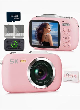 Digital Camera,5K Cameras for Photography,80MP UHD Portable Vlogging Camera,Cheap 18X Zoom Travel Point and Shoot Camera with 64GB TF Card,Photography Cameras for Beginners Teen - Pink - pzsku/Z840432CEABD5A77B3FC6Z/45/1747909770/3529585a-e6d1-49c6-ba66-99c171a754cd