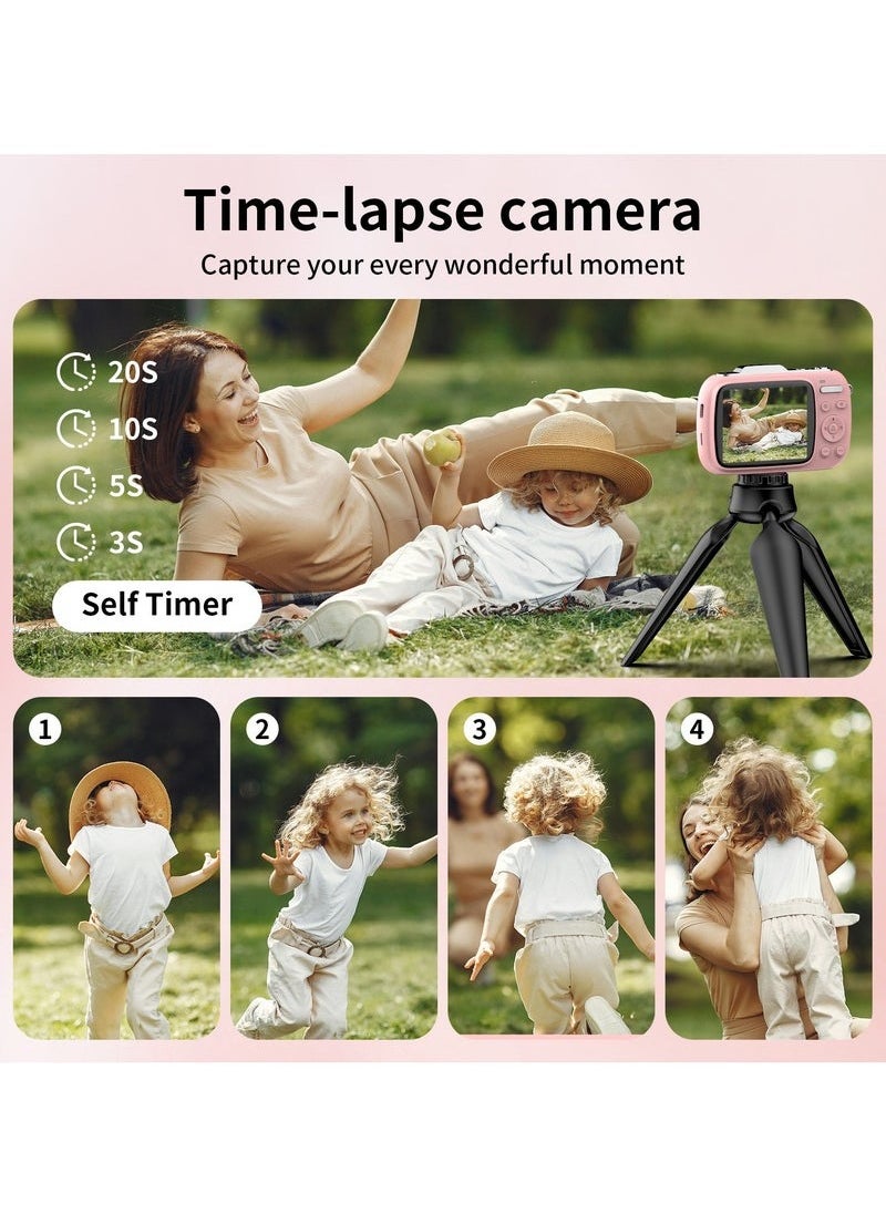 Generic - Digital Camera,5K Cameras for Photography,80MP UHD Portable Vlogging Camera,Cheap 18X Zoom Travel Point and Shoot Camera with 64GB TF Card,Photography Cameras for Beginners Teen - Pink - Image 1