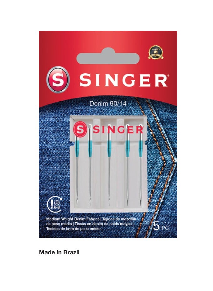 SINGER DENIM NEEDLES SIZE 90/14 (PACK OF 5 NEEDLE) BRAZIL