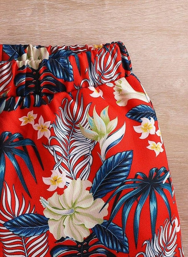 ocvito Kids Flower Print Shirt and Shorts Set Summer Cotton Co-Ord Set Half Sleeve Comfortable Stylish Outfit for Boys and Girls (Baby Boys, Flower_Red, 3-4 Year) - Image 4