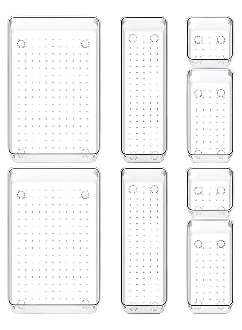 8-Piece Drawer Organizer Set, Four Multi-Sizes, Storage Bins for Makeup, Kitchen and Office Utensils - Image 1