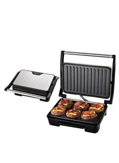 Generic Electric Indoor Panini Press Grill and Sandwich Maker with Non-Stick Coated Plates, Cool-Touch Handle and Removable Drip Tray, Opens 180 Degrees to Fit Any Type or Size of Food, Silver  - Image 1