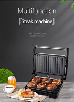 Generic Electric Indoor Panini Press Grill and Sandwich Maker with Non-Stick Coated Plates, Cool-Touch Handle and Removable Drip Tray, Opens 180 Degrees to Fit Any Type or Size of Food, Silver  - Image 2