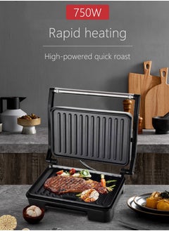 Generic Electric Indoor Panini Press Grill and Sandwich Maker with Non-Stick Coated Plates, Cool-Touch Handle and Removable Drip Tray, Opens 180 Degrees to Fit Any Type or Size of Food, Silver  - Image 4