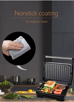 Generic Electric Indoor Panini Press Grill and Sandwich Maker with Non-Stick Coated Plates, Cool-Touch Handle and Removable Drip Tray, Opens 180 Degrees to Fit Any Type or Size of Food, Silver  - Image 5