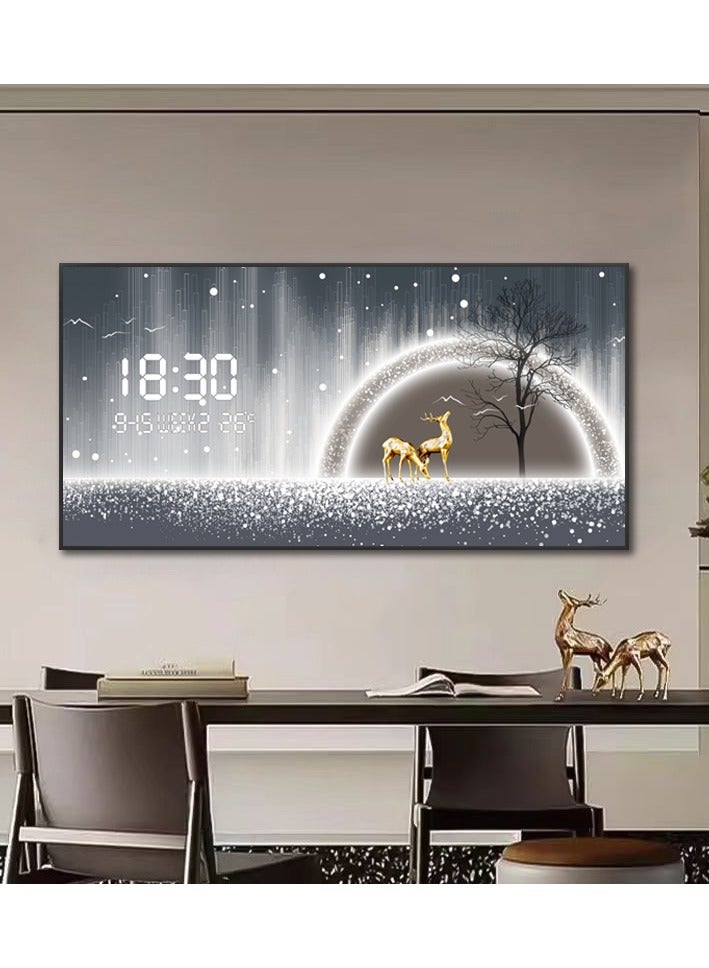 Bliss Vie BLISS VIE Crystal Porcelain Wall Painting with Digital Wall Clock luxury high end Modern decorative, stylish, with aluminium alloy frame for living room bedroom hotel restaurant (Abstract No LED)  - Image 3