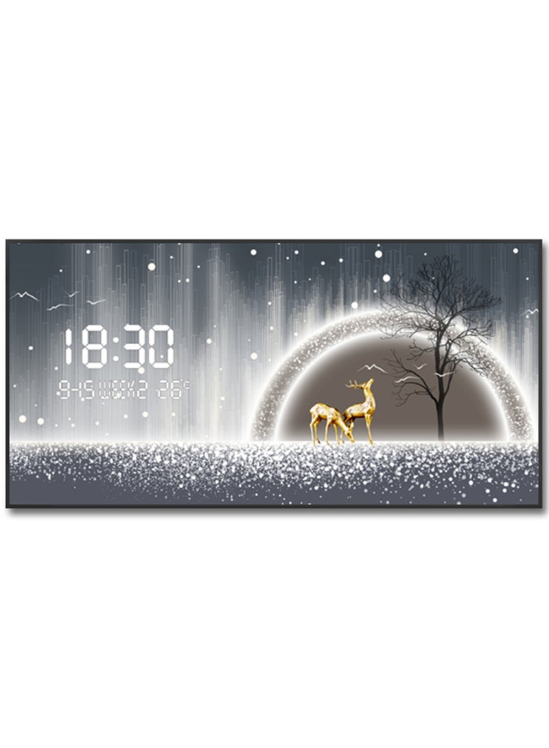 Bliss Vie BLISS VIE Crystal Porcelain Wall Painting with Digital Wall Clock luxury high end Modern decorative, stylish, with aluminium alloy frame for living room bedroom hotel restaurant (Abstract No LED)  - Image 1
