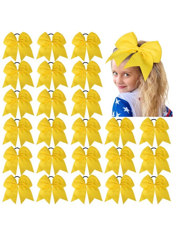 Aileam 24 PCS 8" Large Cheer Bows Yellow Girl Hair Bows Cheerleading Softball Team Bow Hair Accessories for cheerleaders football Competition Sports - Image 1