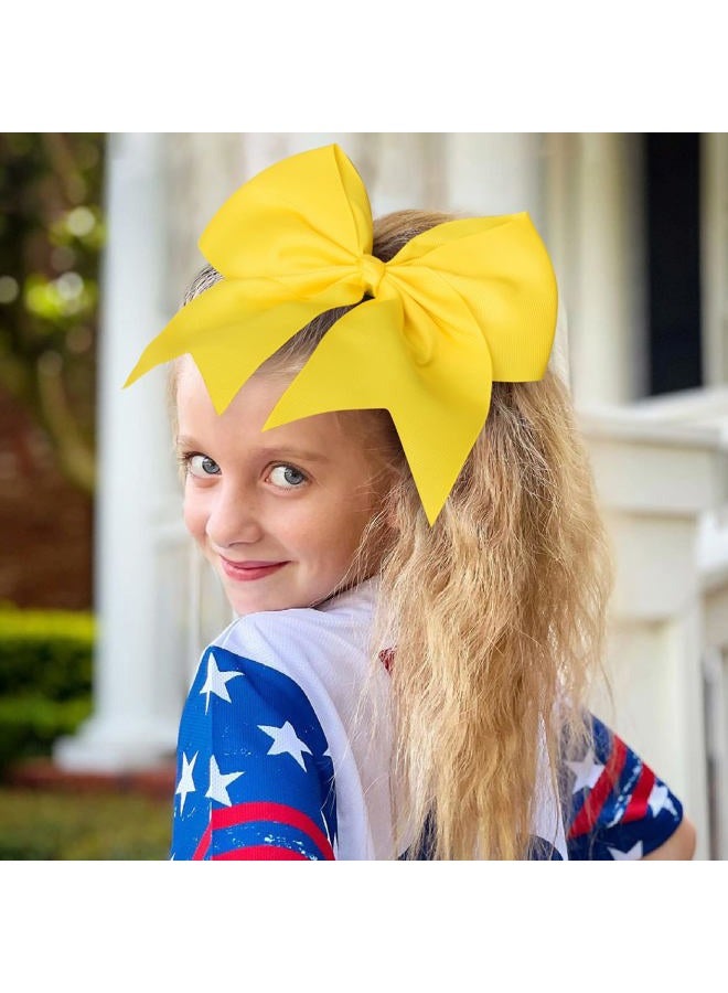 Aileam 24 PCS 8" Large Cheer Bows Yellow Girl Hair Bows Cheerleading Softball Team Bow Hair Accessories for cheerleaders football Competition Sports - Image 5