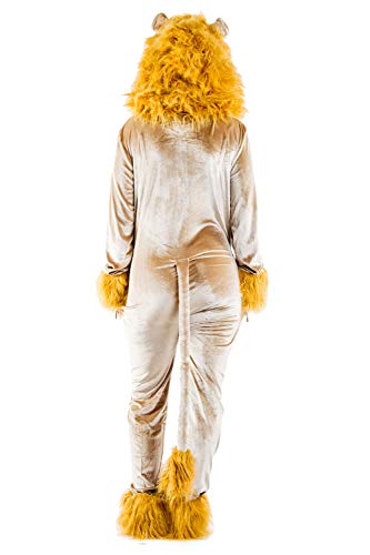 Tipsy Elves Womens Halloween Costume - Cute Animal Costumes for Women Adult Hooded Front Zipper Onesie Jumpsuits King of Cats Brown Lion Costume Size Medium - Image 2
