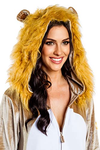 Tipsy Elves Womens Halloween Costume - Cute Animal Costumes for Women Adult Hooded Front Zipper Onesie Jumpsuits King of Cats Brown Lion Costume Size Medium - Image 3