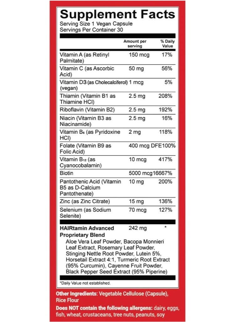 HAIRTAMIN - Gluten-Free Hair Growth Biotin Vitamins Capsules Pack Of 3 - Image 1