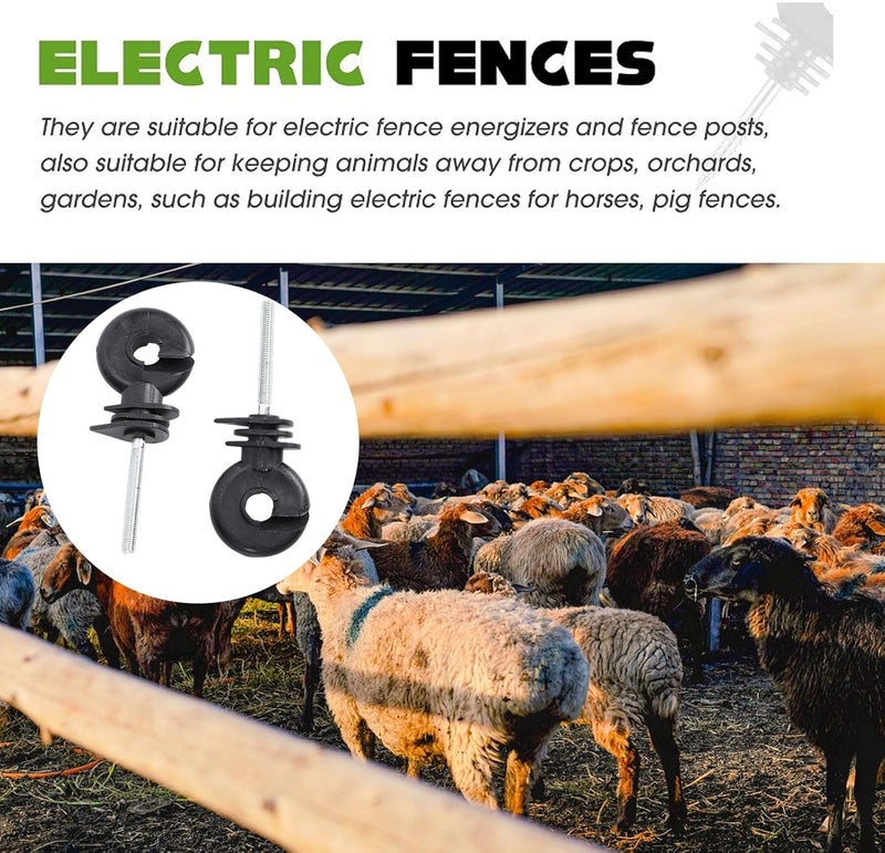 50Pack Fence Insulator, Screw in Electric Fence Insulators with M5 Thread Self Tapping Wood Post Insulators for High Tensile Wire, Animal Husbandry - Image 2